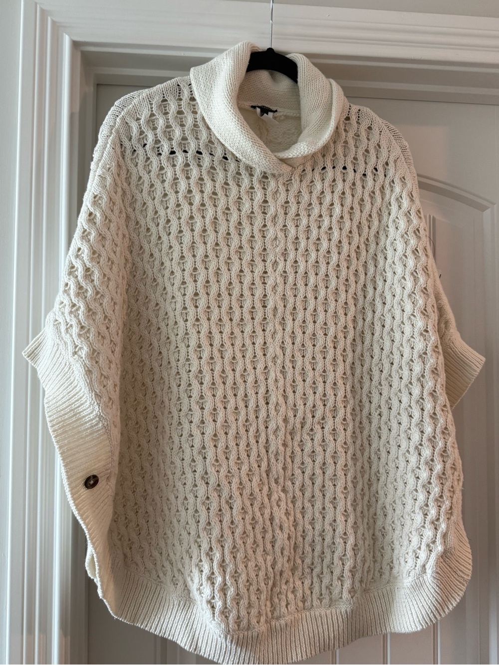 Talbots Cream Cable-Knit Turtleneck Poncho Sweater